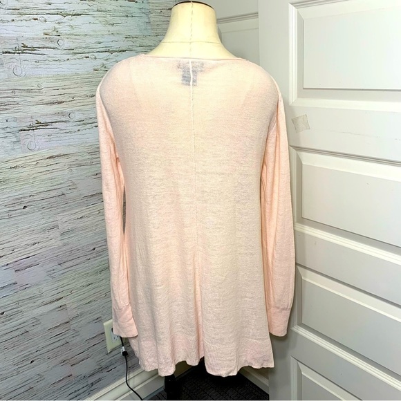 Donna Karan NY Knit Linen Pullover Sweater Sz XS Pink Peach Relaxed Round Neck - Picture 6 of 16